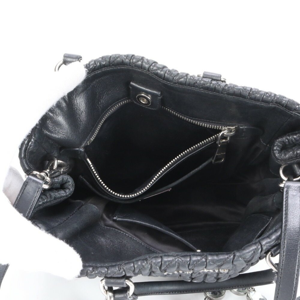MIU MIU Matelasse Nappa Crystal Leather Shoulder Bag Black - Picture 13 of 15
